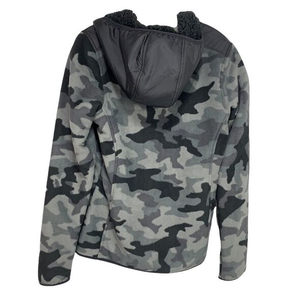 𝅺NWT Columbia Grey Camo Print Hooded Fleece Sweater - Picture 2 of 9